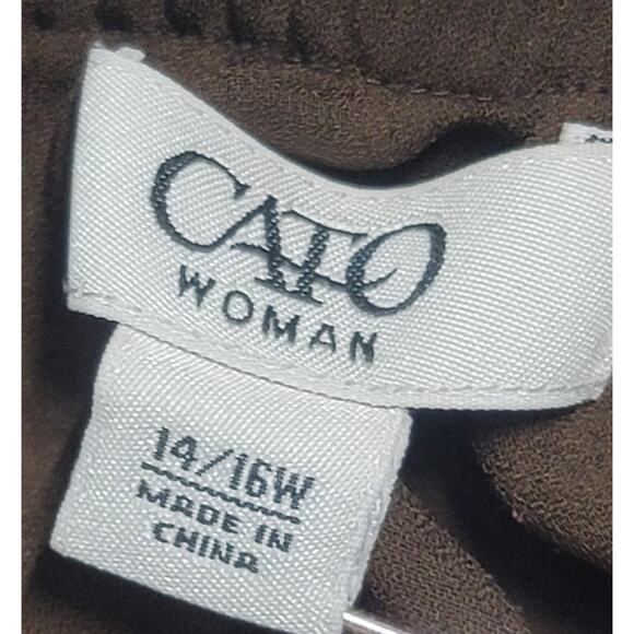 Cato Brown Pink Yellow Floral Sheer Overlay A Line Skirt 14W Lightweight Soft - Picture 3 of 5